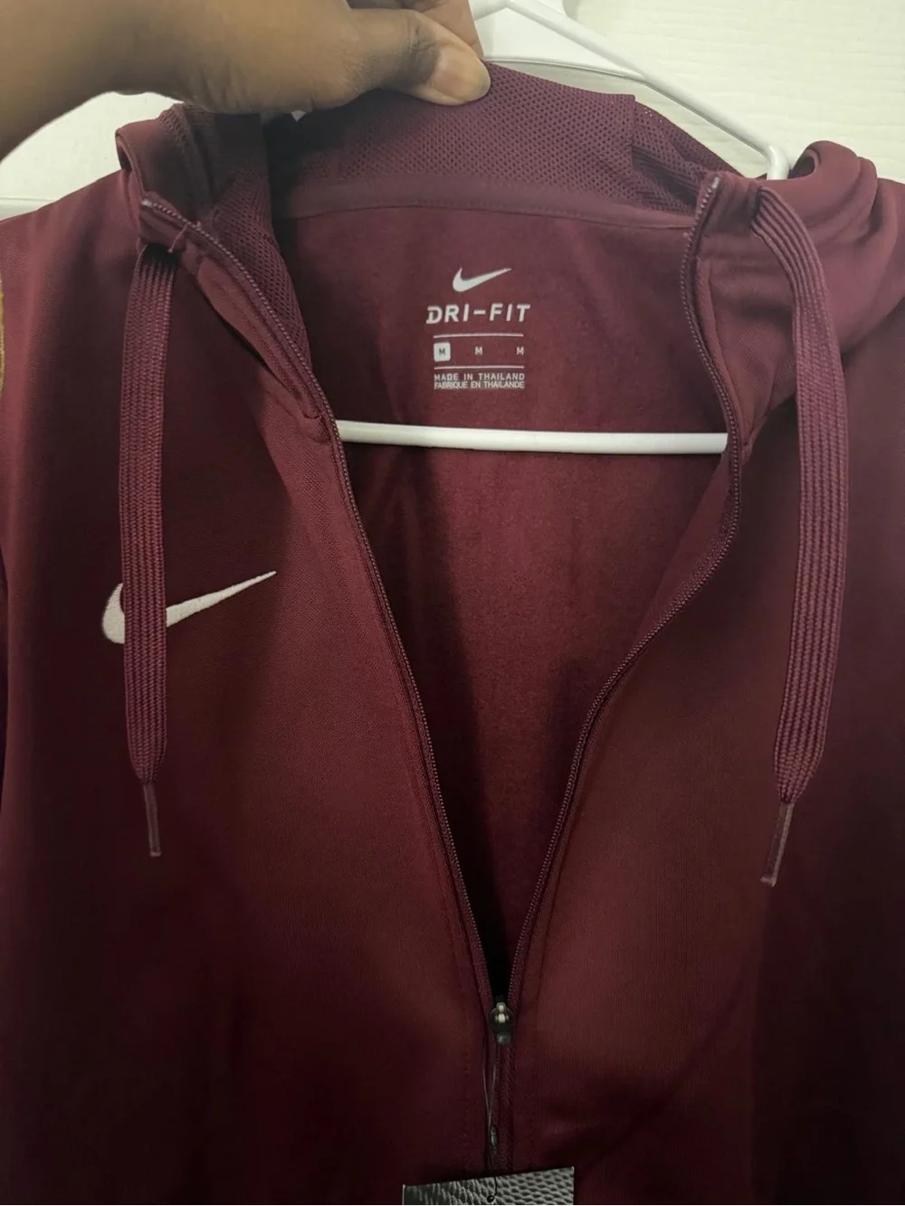 Nike Womens Dri Fit Maroon Red Full Zip Jacket Hoodie Size M Burgundy Athletic